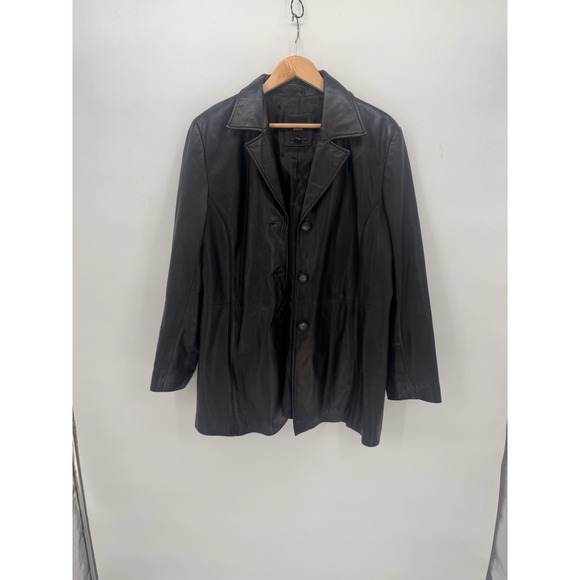 Jlc New York Jackets & Blazers - JLC New York Women's Black 100% Leather Blazer Jacket Size XL One Button Lined